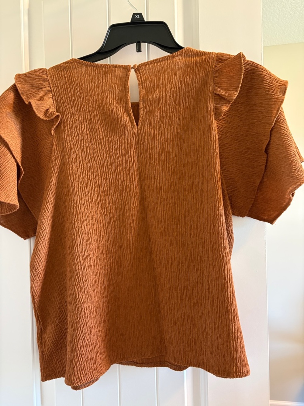 Express Women’s Ruffle Short Sleeve Blouse - Rust - Picture 4 of 7